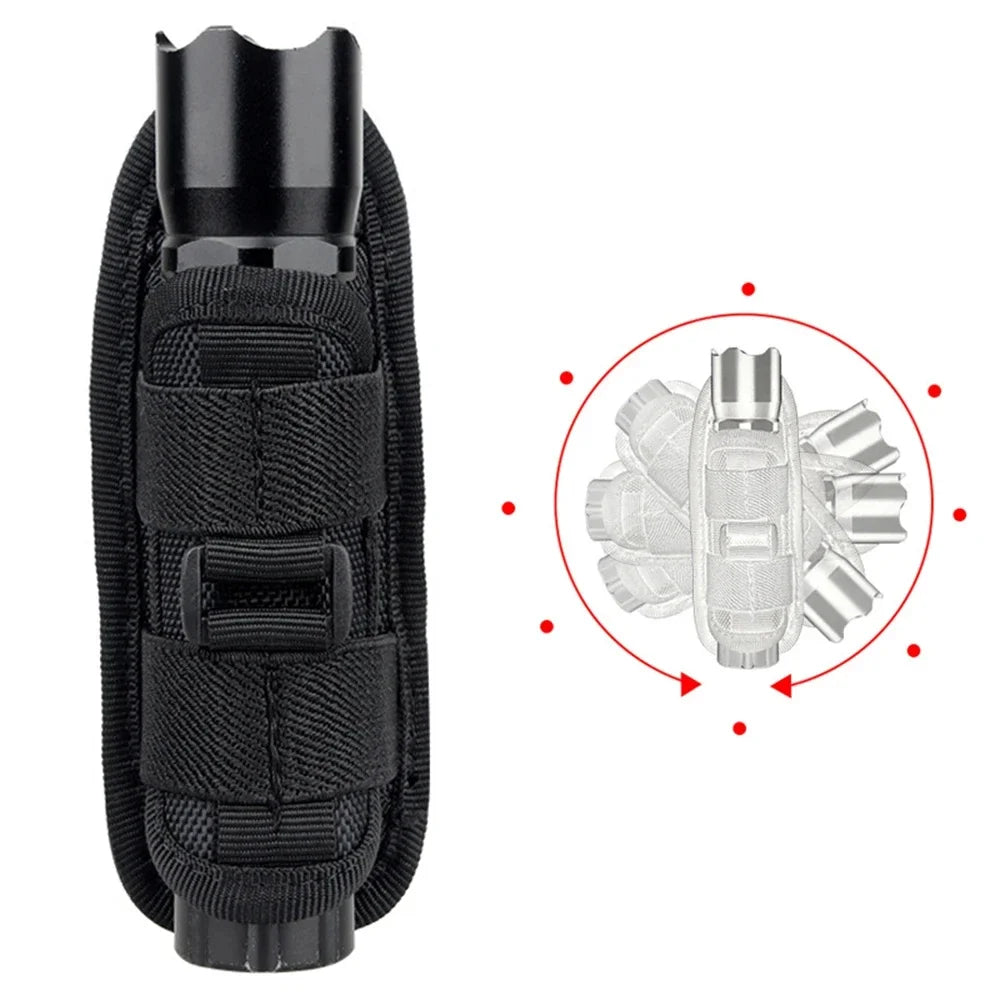 Tactical Flashlight Pouch Belt Torch Bag Durable Hunting Lighting Accessory