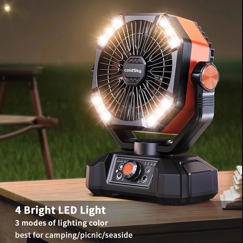 Camping Fan 4 LED Lantern 8 Speeds Desk Fan Portable Outdoor Fan