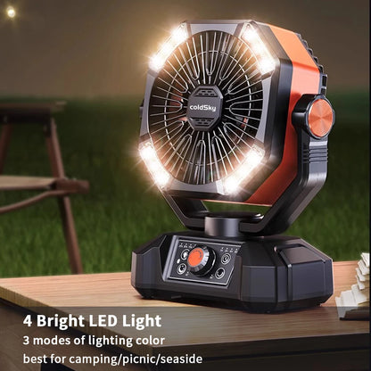 Camping Fan 4 LED Lantern 8 Speeds Desk Fan Portable Outdoor Fan