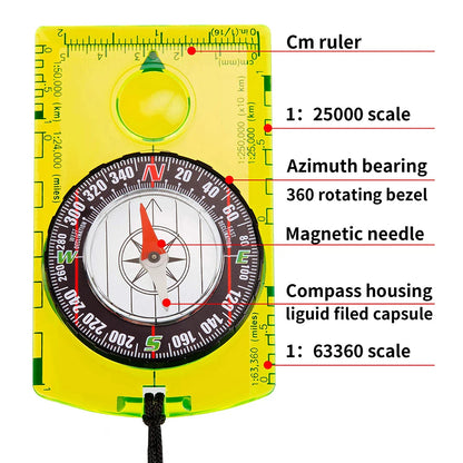 Waterproof Compass Outdoor Gadget Navigation Hiking Compass Camping  Orienteering Backpacking Map Reading Compass for Scout Kids