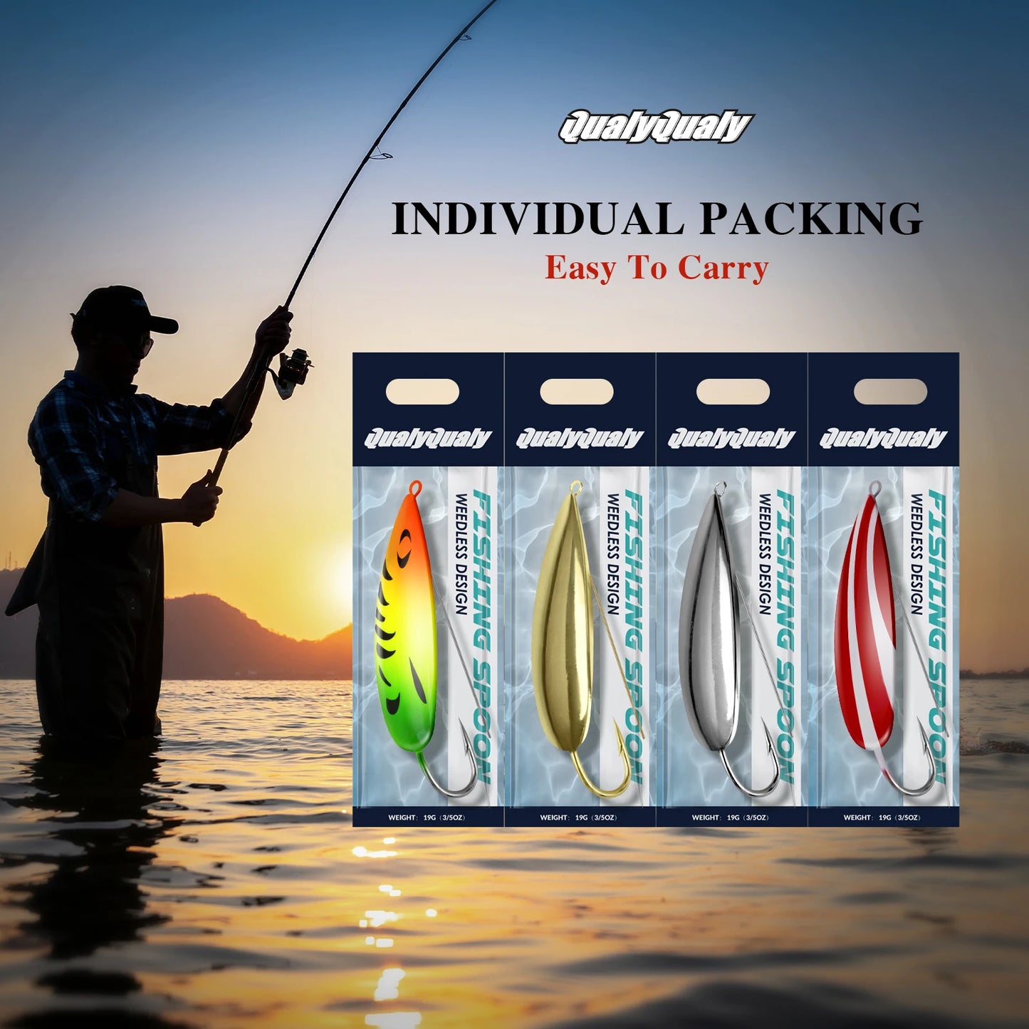 4pcs Weedless Spoon Lure Kit 8g 16g 19g Spinner Metal Spoons Fishing Lures Anti Grass Hooks Jig Wobblers Artificial Hard Bait