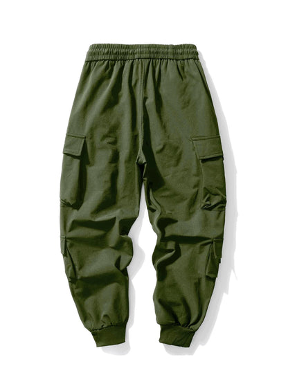 Multi-pockets Ribbons Bandage Tactical Techwear Cargo Pants Mens Harajuku Punk Hip Hop Joggers Pantalons Casual Streetwear