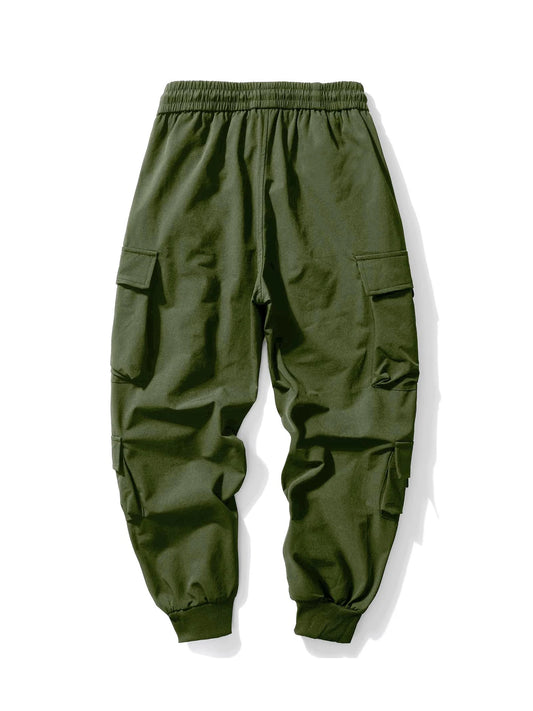 Multi-pockets Ribbons Bandage Tactical Techwear Cargo Pants Mens Harajuku Punk Hip Hop Joggers Pantalons Casual Streetwear