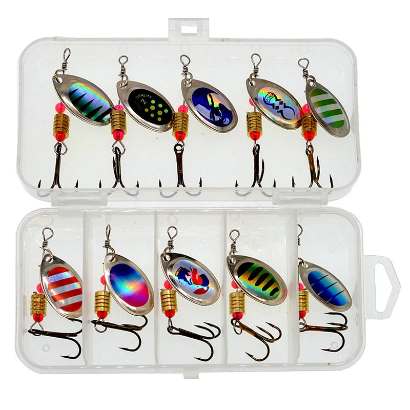 10pcs/Set Metal Spoon Spinner Fishing Lure Spoonbait Crankbaits Wobblers Bait For Bass Pike Crochet Freshwater Fishing