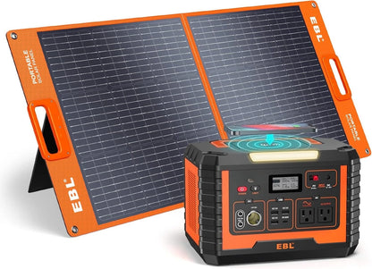 500W Portable Power Station with 100W Portable Solar Panel,   Solar Generator