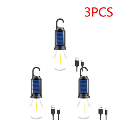 2-5PCS Solar Powered LED Lighting Lantern USB Charging Outdoor Tent