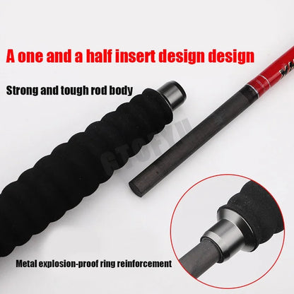 -Pieces Saltwater Offshore Casting/Spinning Carbon Fiber Boat Fishing Rod Portable Travel Fishing Rod