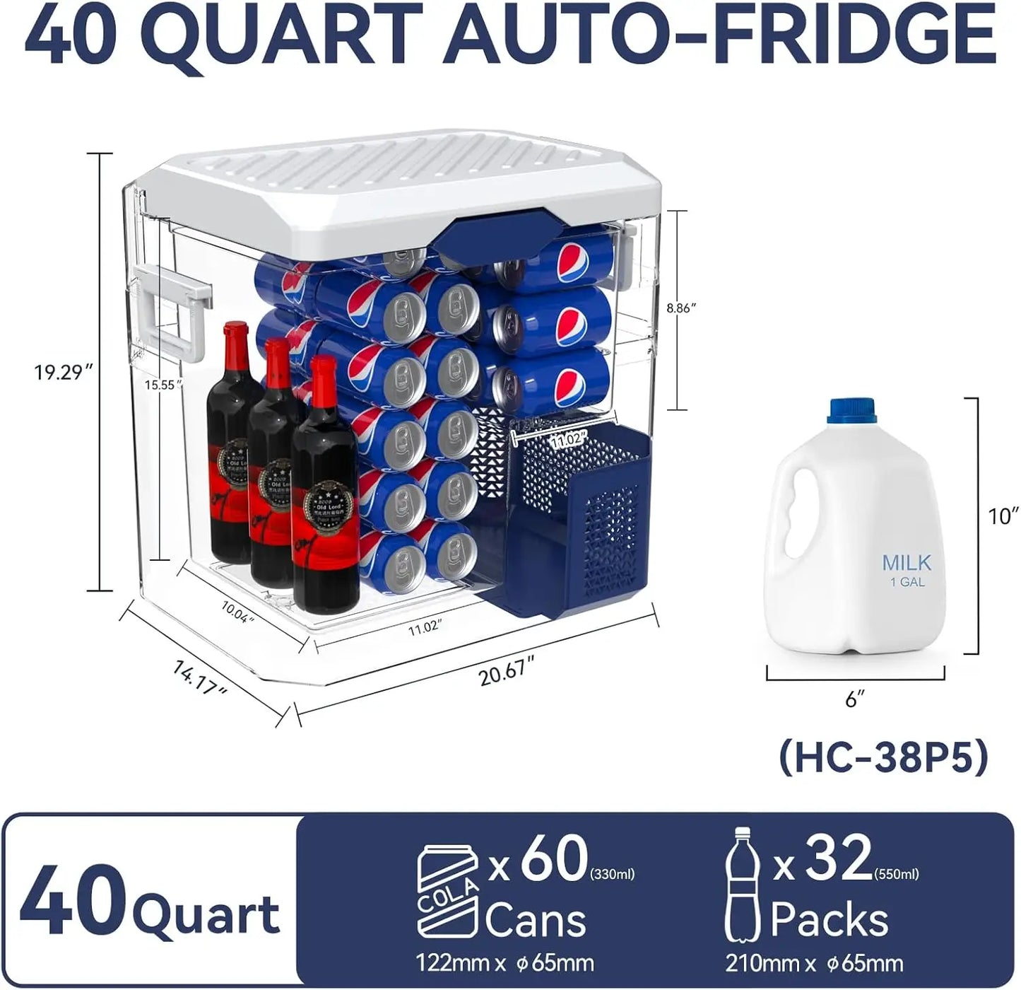 Car Fridge Portable 12V Refrigerator 40 Quart 12 Volt Freezer Compressor Cooler