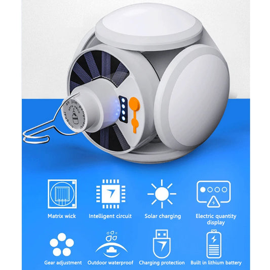LED Solar Camping Light Bulb Rechargeable Flashlight Night Lamp