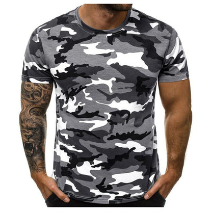 Men'S Casual Summer Round Neck Tight Sexy Camouflage Short Sleeve Top Men'S Sports T-Shirt Chemise Homme Ropa Hombre T-Shirt Men