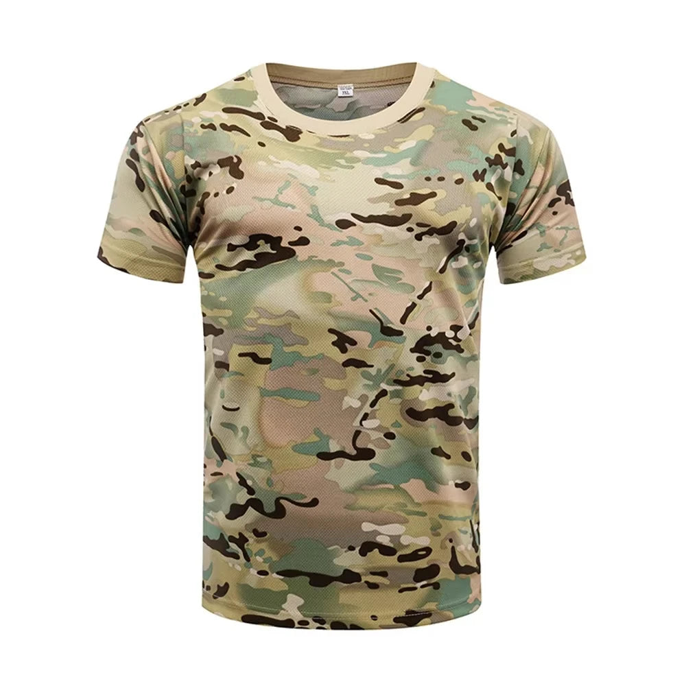 Camouflage 3D T-shirt for men outdoor fashion and casual round-neck short-sleeved hunting   T-shirt lightweight style