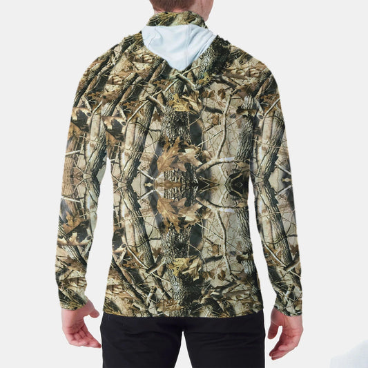 Fishing Hoodie Shirt Men Long Sleeve  Trees Hunting Jersey