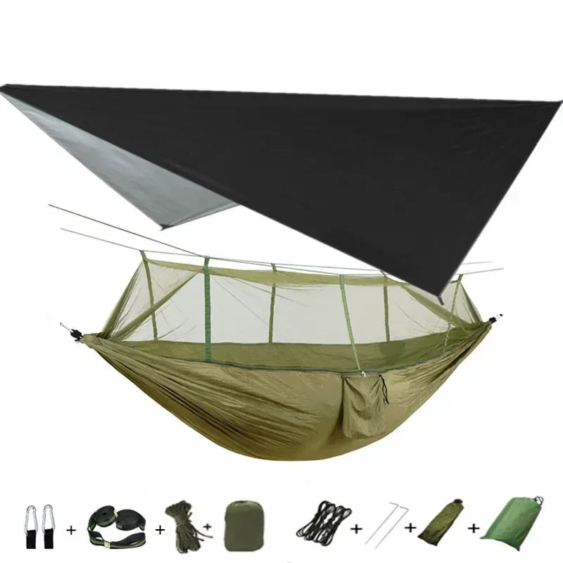 Camping Hammock with Mosquito Net&Rainfly Tent Tarp & Tree Straps