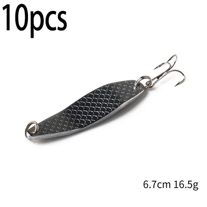 Hengjia 1pcs Metal Bait Spoon Lure with Treble Hook Gold /Silver River Fishing Lure for Bass Pike Perch