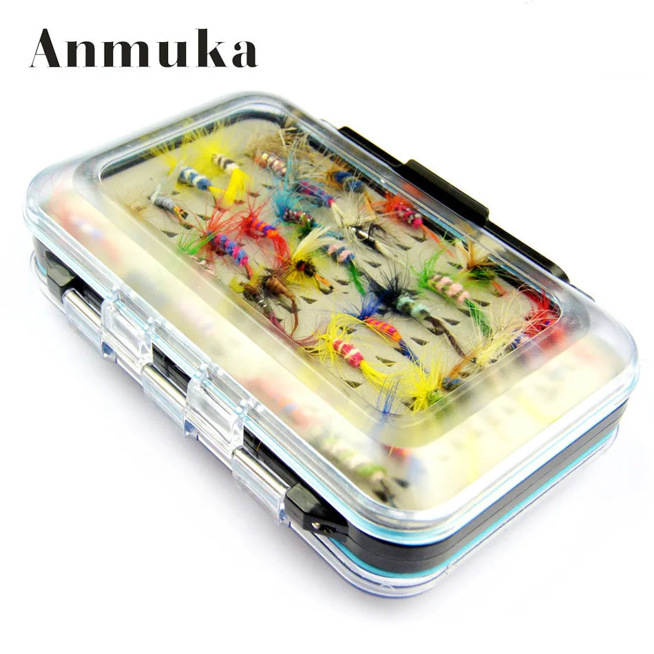 64pcs Fly Hooks Kit with Clear Fly Box - Dry Wet Flies for Fly Fishing Accessories