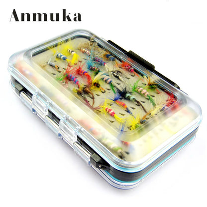 64pcs Fly Hooks Kit with Clear Fly Box - Dry Wet Flies for Fly Fishing Accessories