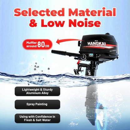6 HP 2 Stroke Outboard Motor Boat Engine Heavy Duty Outboard Motor Fishing Boat Engine with Water Cooling System 102CC 4400W