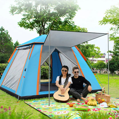 4-5 Person Camping Tent Outdoor Foldable Waterproof Tent with 2 Mosquito Nets Windows Carrying Bag for Hiking Climbing Adventure