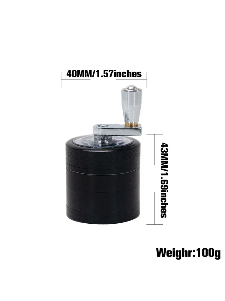 JUSTINLAU 4-layer Tobacco Grinder 40mm Manual Metal Zinc Alloy Herb Mill Spice Crusher Smoke Grinder Crusher Hand Crank Miller