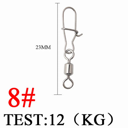 Bearing Rolling Swivel Stainless Steel Snap Pike Fishing Accessories Connector Fishhook Lure Swivels Tackle