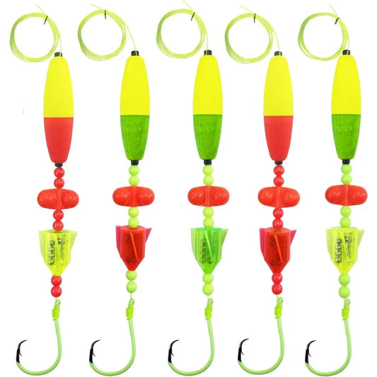 Catfish Float Rigs - Fishing Tackle With Rattler, 5pcs Santee Cooper Rig Equipment, 6/0 8/0 10/0 Circle Hooks