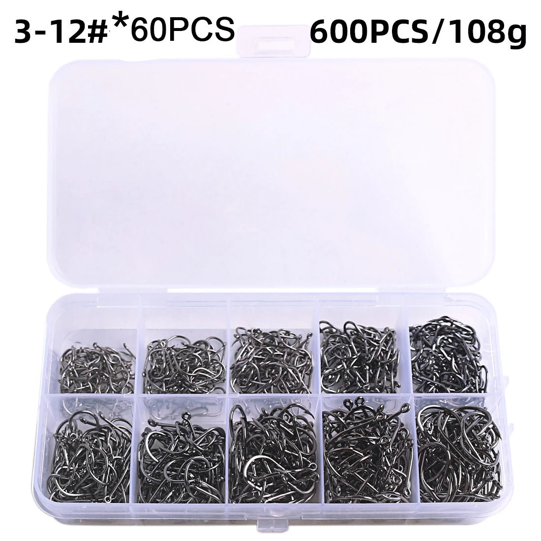 Fishing Hooks Set High Carbon Steel Barbed Fishhooks for Saltwater Freshwater