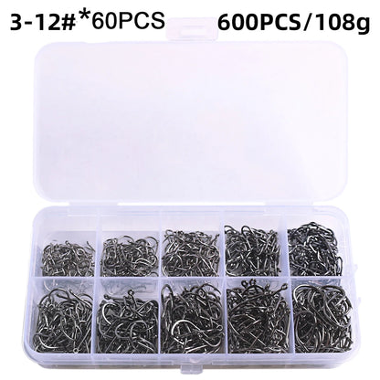 Fishing Hooks Set High Carbon Steel Barbed Fishhooks for Saltwater Freshwater