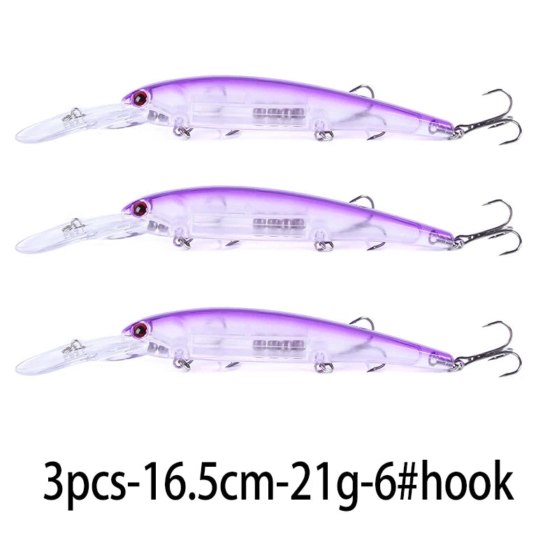 16.5cm 21g 6# Hook Deep Diving Large Minnow Wobbler Lure Artificial Hard Bait Crankbait Bass Pike Walleye Perch Fishing Gear