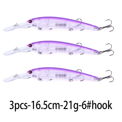 16.5cm 21g 6# Hook Deep Diving Large Minnow Wobbler Lure Artificial Hard Bait Crankbait Bass Pike Walleye Perch Fishing Gear