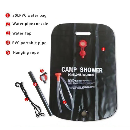 20L Foldable Solar Shower Water Bag Pvc Folding Water Storage Bags Outdoor Hiking Travel Bath Bags Scrubbing Pool Accessories