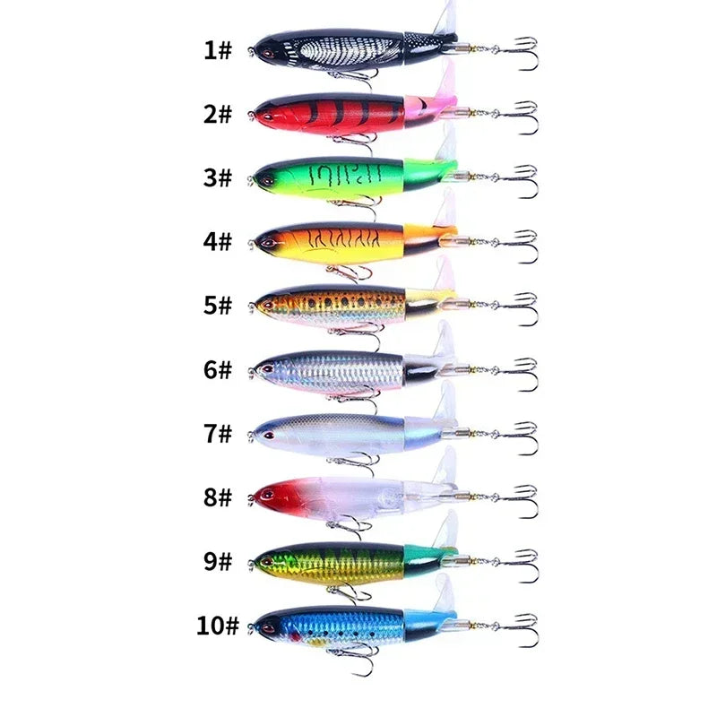 Popper Fishing Lure Set 11cm/14g Artificial Topwater Hard Bait Rotating Wobblers Tackle Fishing Bait Accessories 5/10Pcs Pesca