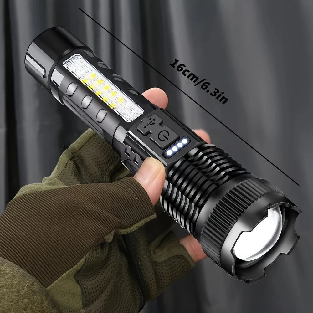 2pcs Rechargeable Zoomable Super Bright Flashlight for Emergency Power Outage,
