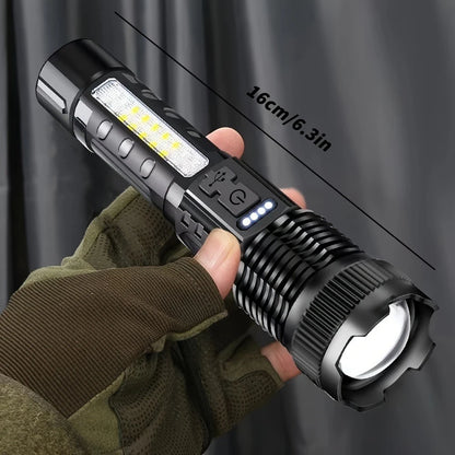 2pcs Rechargeable Zoomable Super Bright Flashlight for Emergency Power Outage,