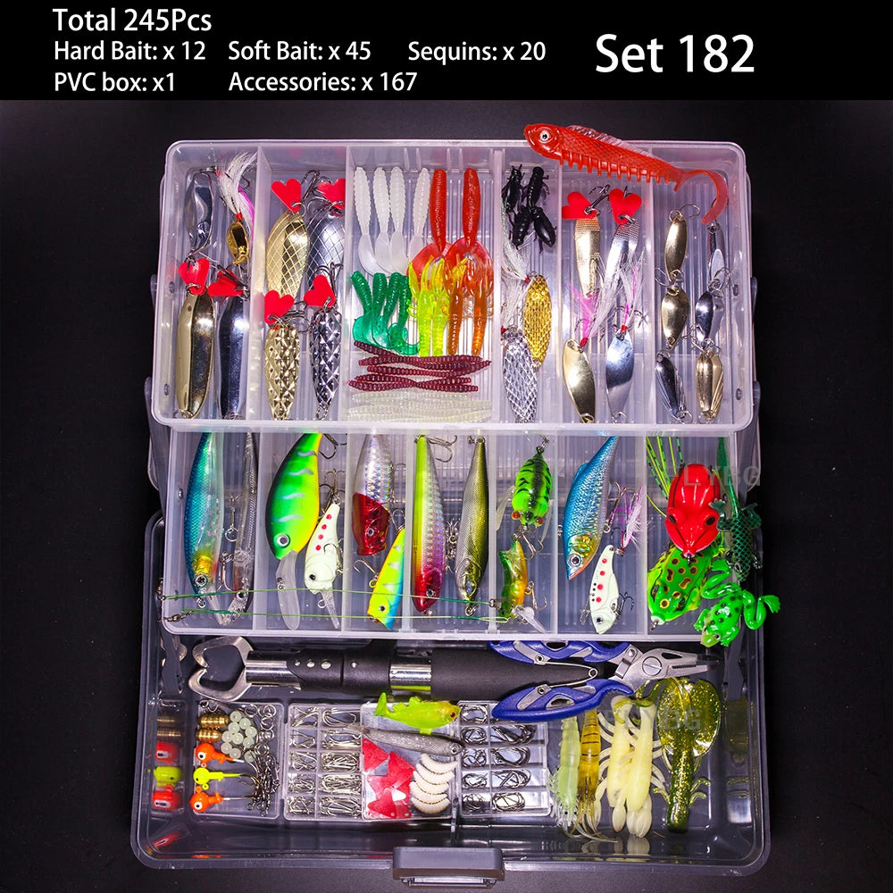 Big Mixed Fishing Lure Set Soft Hard Bait Kit Artificial Bionic Minnow Swing Metal Jig Spoon