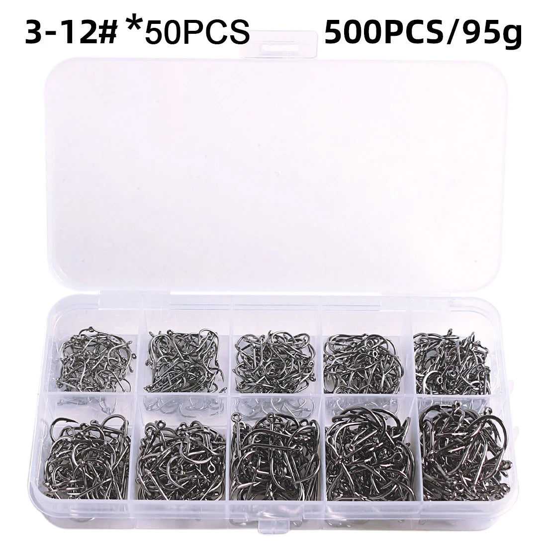 Fishing Hooks Set High Carbon Steel Barbed Fishhooks for Saltwater Freshwater