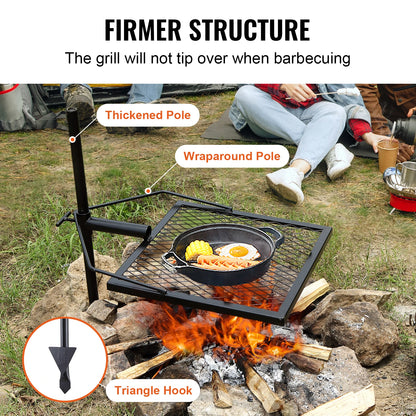 Premium Steel Campfire Grill Rack for Outdoor Cooking Camping Picnics Beach