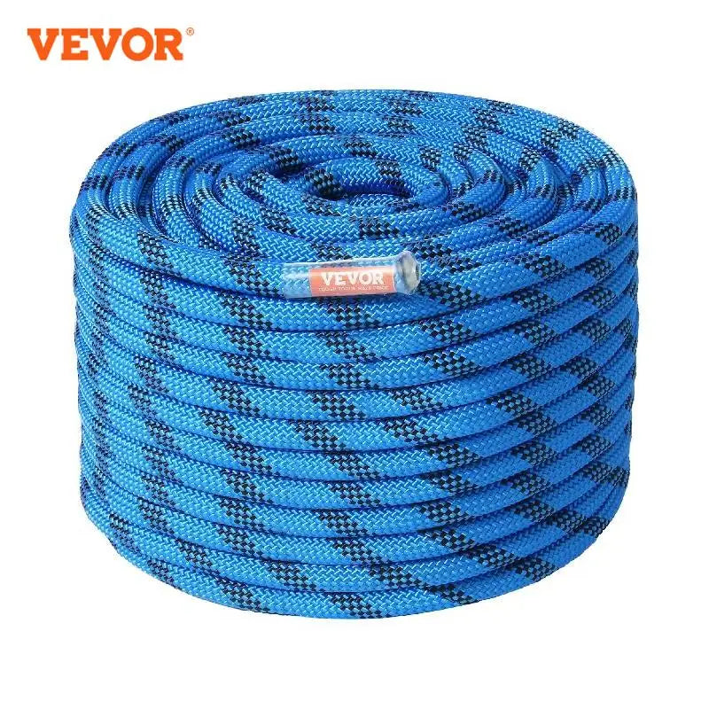 VEVOR 12.7mm Static Climbing Rope 125/150/200ft Outdoor Rock Climbing Rope 30KN Breaking Tension Fiber Rope w/ Steel Snap Hooks