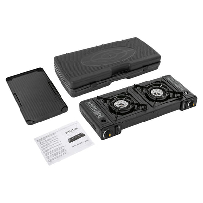 2 Burners Camping Stove Portable Outdoor Burner for Camping Traveling Hiking Picnicking