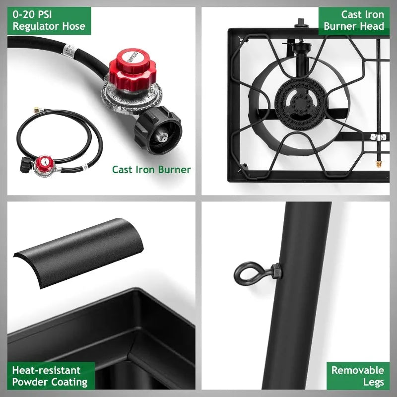 3 Burner Propane Gas Stove for Outdoor Cooking,