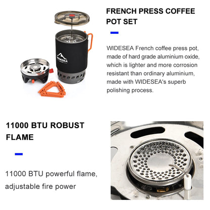 Camping Cooking System with Heat Exchanger Outdoor Gas Stove Burner
