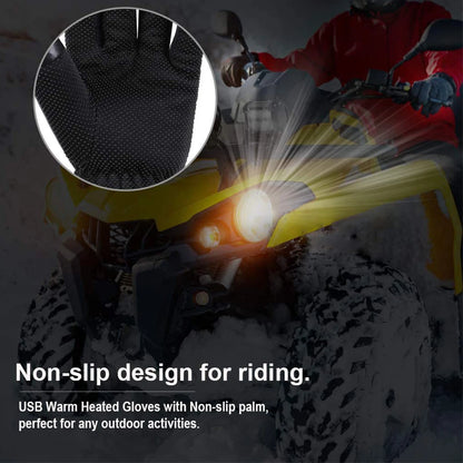 Winter Electric Warming Gloves Soft USB Heated Gloves PU Thermal Heated Gloves Leather Heating Gloves for Fishing Riding Cycling