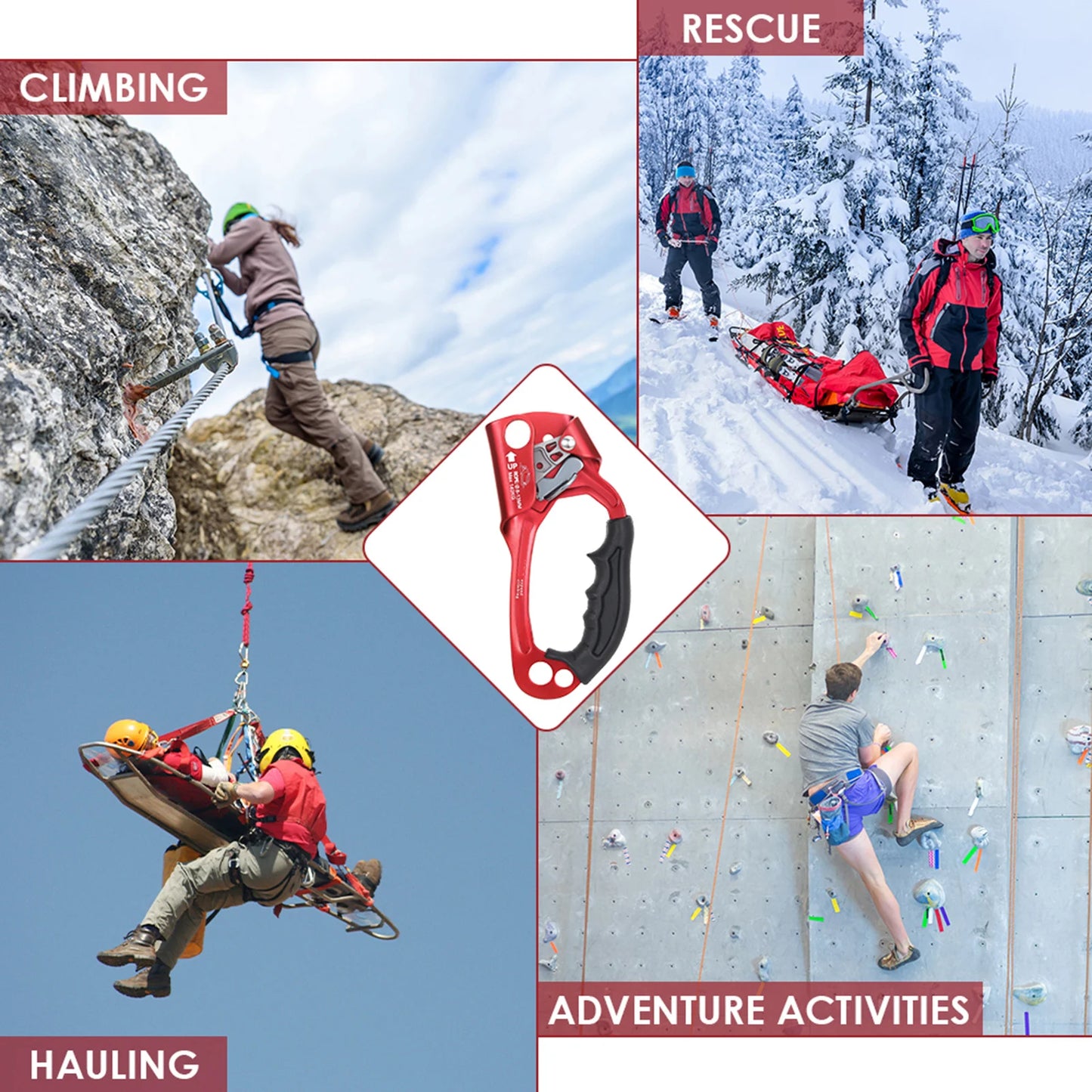Vertical Rope Ascender Hand Ascender Aluminum  Alloy Rock Climbing Handheld Ascender for Aloft Working Caving