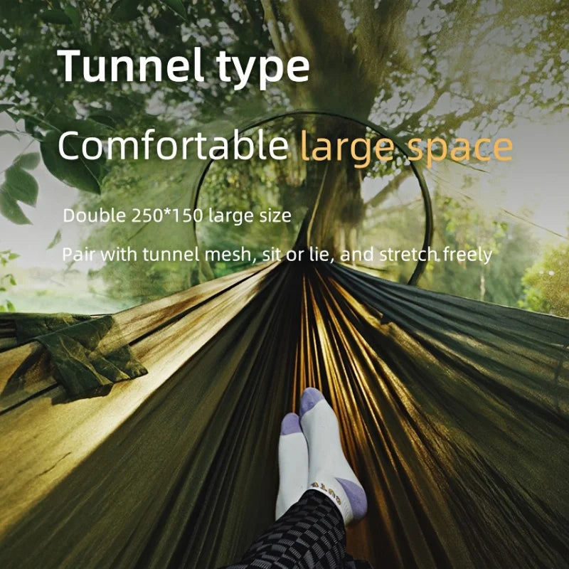 Outdoor camping hammock and mosquito-proof hammock, landing hanging bed net, easy to carry outdoor camping equipment hammock