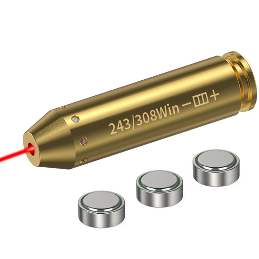 243 308WIN Optics Cartridge Red Dot Laser Bore Brass Bore Boresighter For Pistol Rifle Scope Hunting Accessories 6 Batte
