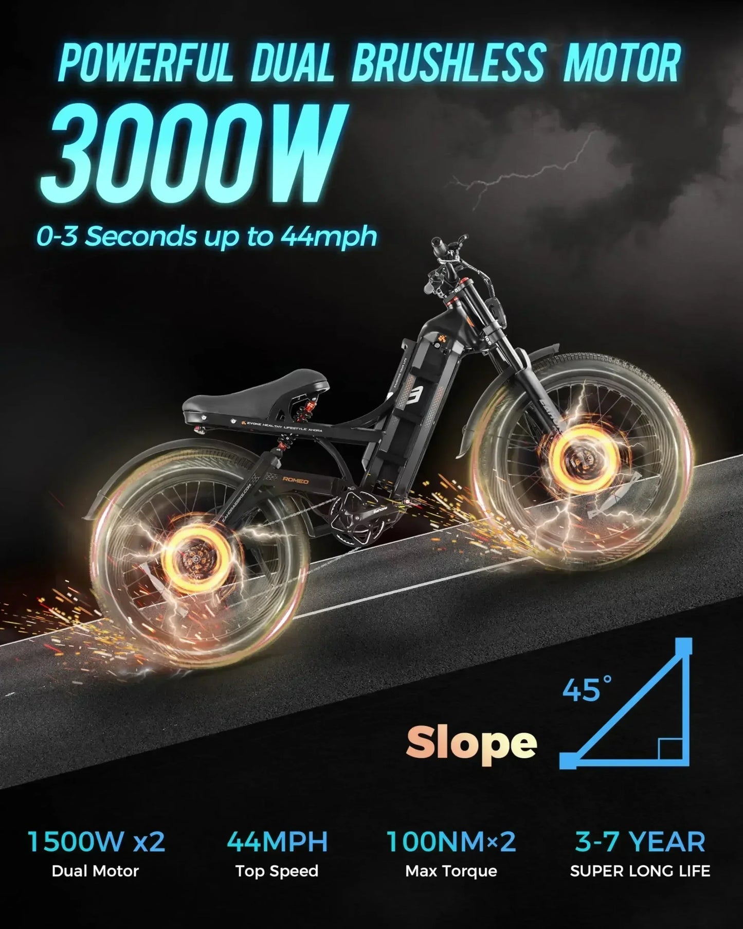 Romeo P2 Electric bike High power motor 52v 60ah lithium battery E-bicycle  Adult mountain off-road Hybrid power Electric BIKE