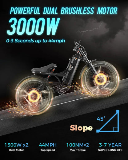 Romeo P2 Electric bike High power motor 52v 60ah lithium battery E-bicycle  Adult mountain off-road Hybrid power Electric BIKE