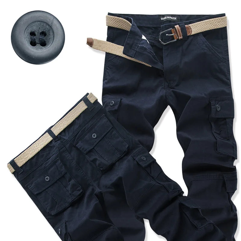 Cargo Pants Men's Pure Cotton Loose Casual Trousers Camo Overalls Multi-pocket Wear Resistant Straight Pants Outdoor Sport Pants