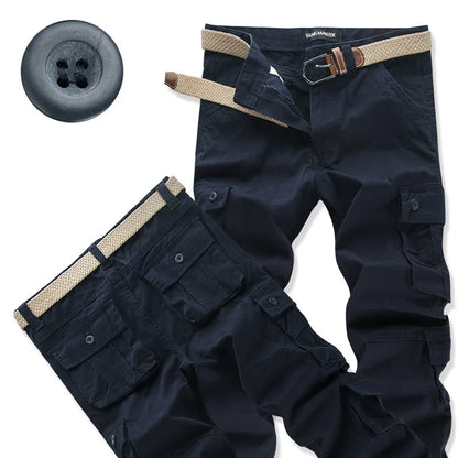 Cargo Pants Men's Pure Cotton Loose Casual Trousers Camo Overalls Multi-pocket Wear Resistant Straight Pants Outdoor Sport Pants