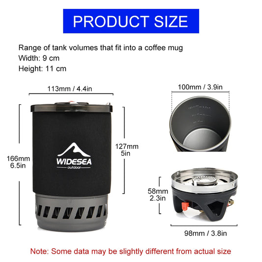 Camping Cooking System with Heat Exchanger Outdoor Gas Stove Burner